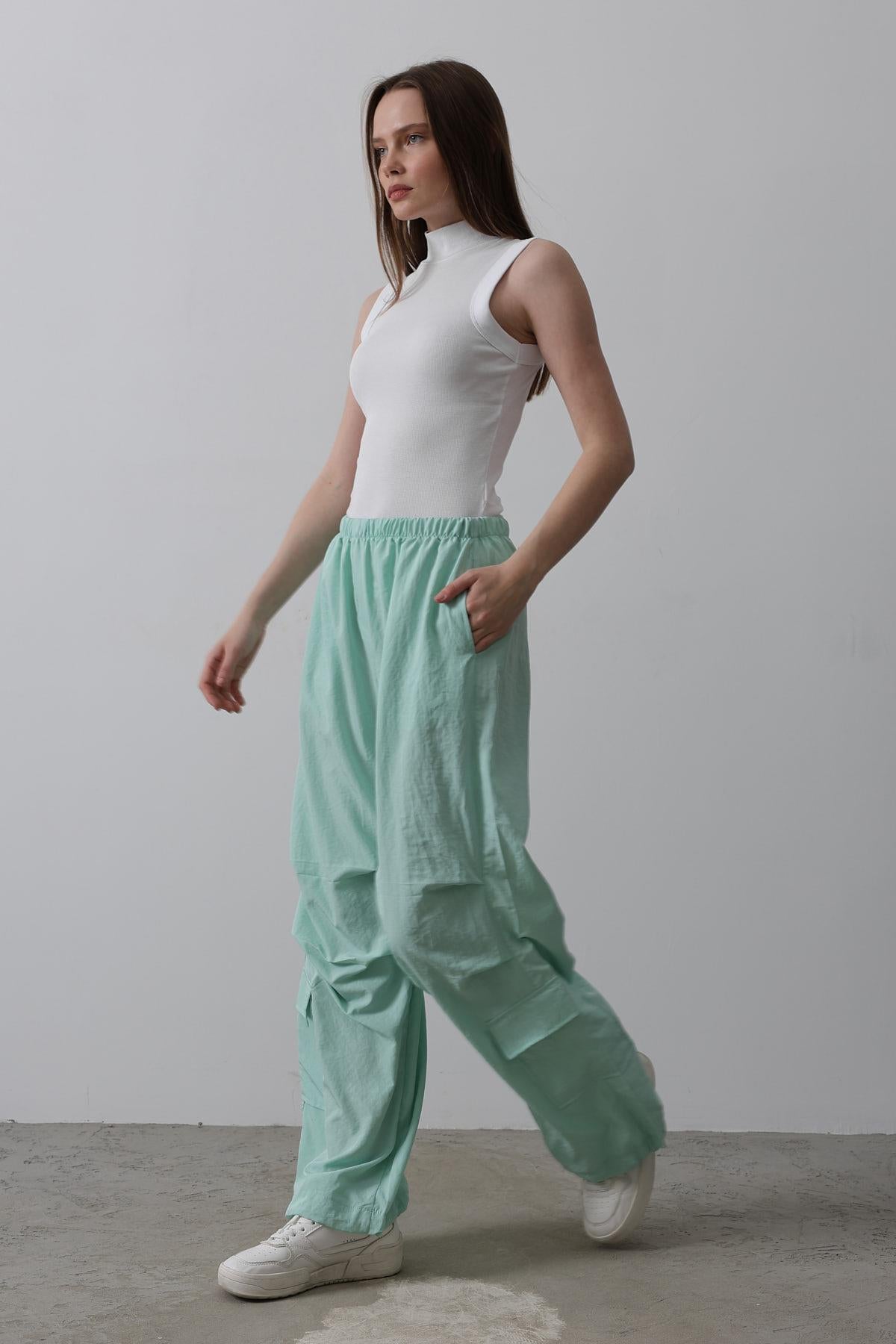 Pantaloni Cargo Parașută - Mentă