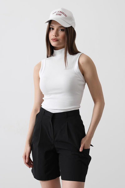 Pantaloni Scurți Cargo cu Buzunare - Negru