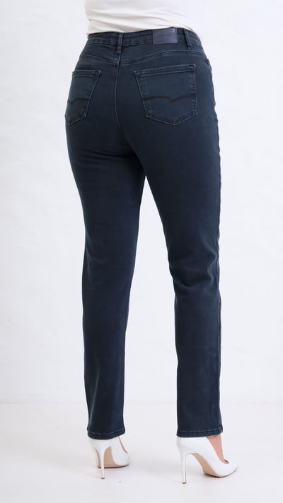 Yüksek Bel  Battal Kesim Boru Paça Blue Black Jean Pantolon