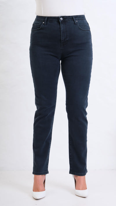 Yüksek Bel  Battal Kesim Boru Paça Blue Black Jean Pantolon