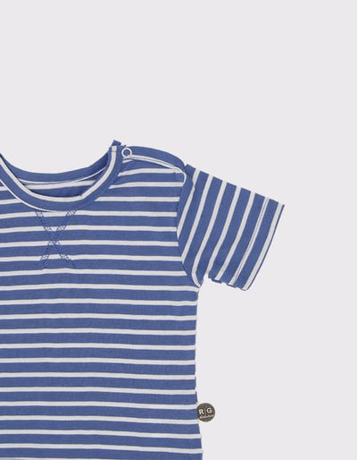 Unisex Bebek Çizgili Tişört ve Şort Takımı | 0–24 Ay | RG Brand | RG333 - SİYAH