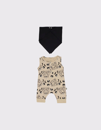 Bebek Unisex Kaplan Baskılı Tulum Ve Boyunluk | 0–24 Ay | RG Brand | RG219 - KREM