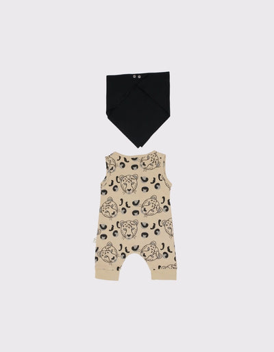 Bebek Unisex Kaplan Baskılı Tulum Ve Boyunluk | 0–24 Ay | RG Brand | RG219 - KREM