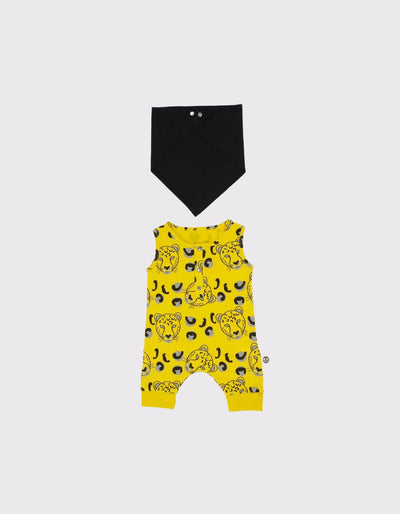 Bebek Unisex Kaplan Baskılı Tulum Ve Boyunluk | 0–24 Ay | RG Brand | RG219 - KREM