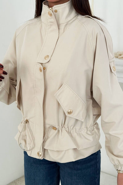 Bej Çıtçıt Detaylı Ceket