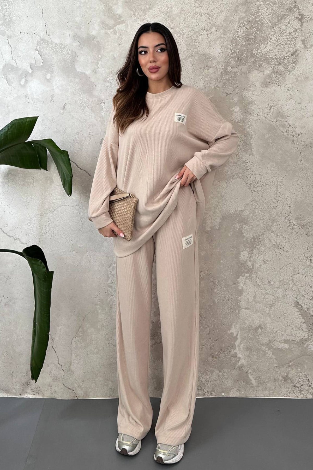 Bej Salaş Sweat Ve Pantolon