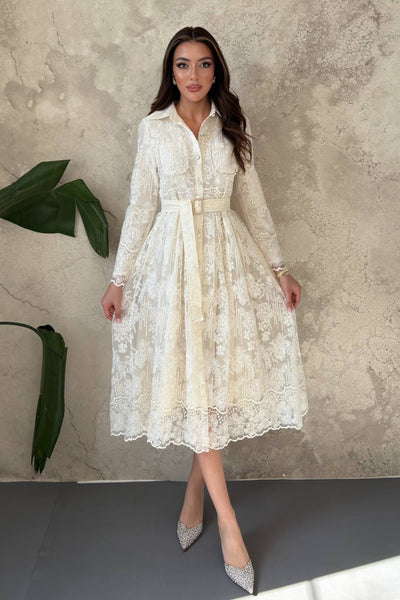 Rochie bej cu ornament