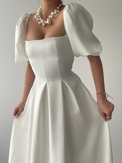 Rochie Benjamin din crep, midi, cu volane