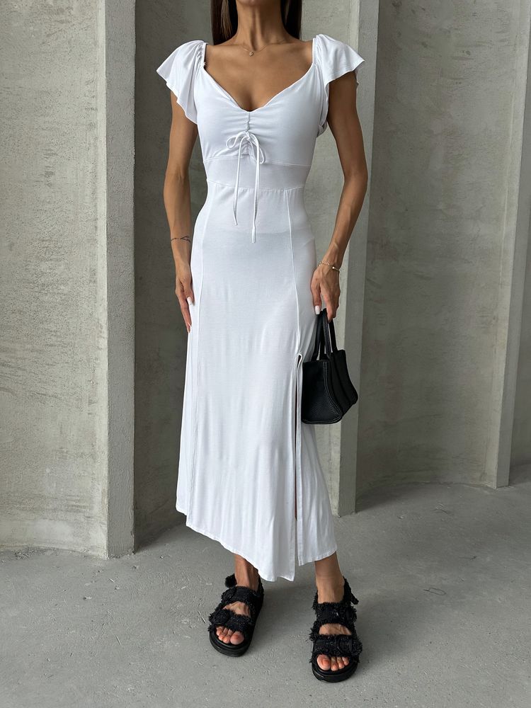 Rochie Topshow albă, simplă, din viscoză, en-gros
