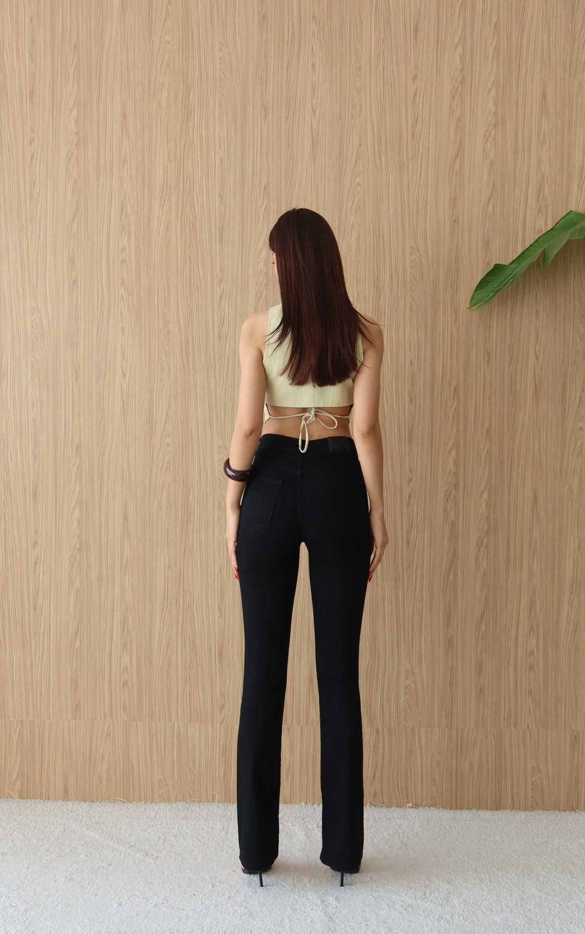 High-Waisted Half-Flare Black Jean Pants
