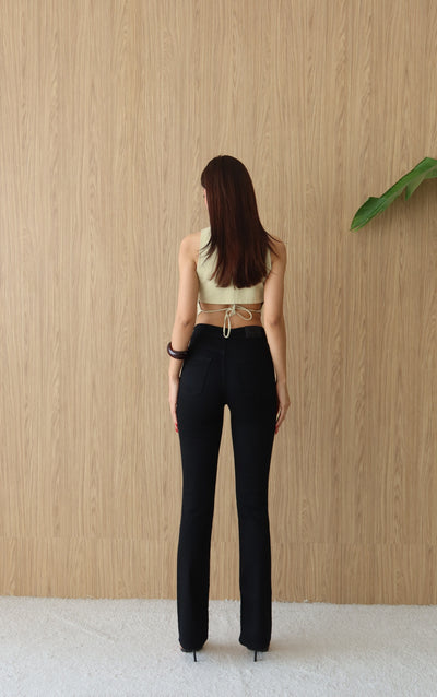 High-Waisted Half-Flare Black Jean Pants