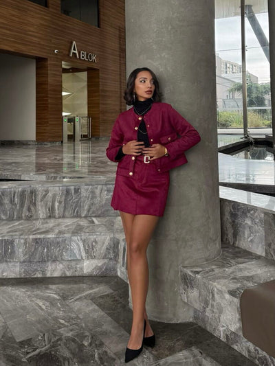 Wholesale Jacket with Welt Pockets - Burgundy
