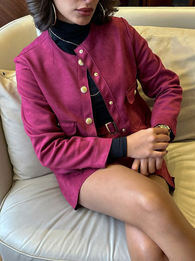 Wholesale Jacket with Welt Pockets - Burgundy