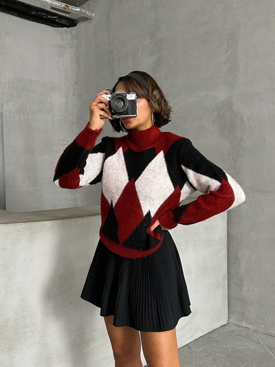 K- Knitwear Wholesale Sweater - Burgundy