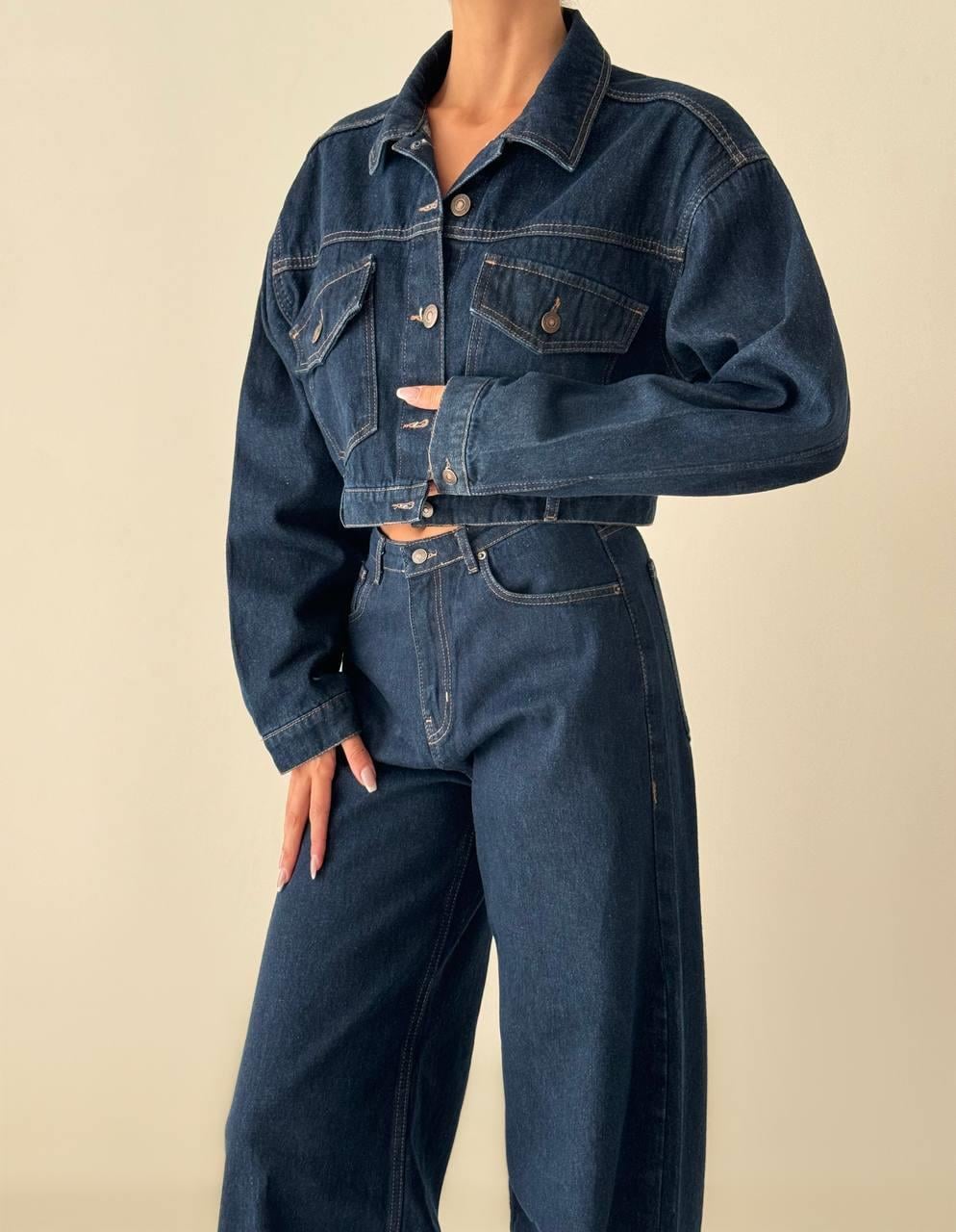 Cep Kapak Detaylı Rinse Denim Ceket