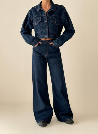 Cep Kapak Detaylı Rinse Denim Ceket