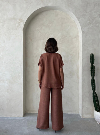 Floral Detail Wholesale Shirt - Coffee | Topshow