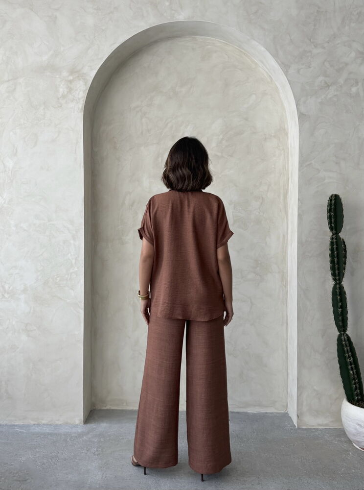Floral Detail Wholesale Shirt - Coffee | Topshow