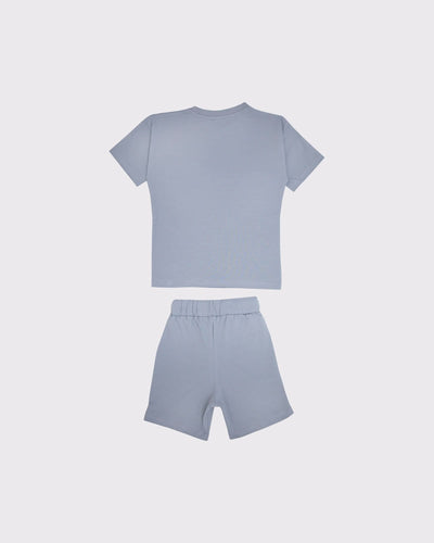 Çocuk Unisex Pamuk Şort ve Tişört Takımı | 3–9 Yaş | RG Brand | RG1544 - MAVİ