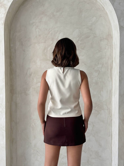 Lace Sleeveless Blouse - Light Stone | Topshow