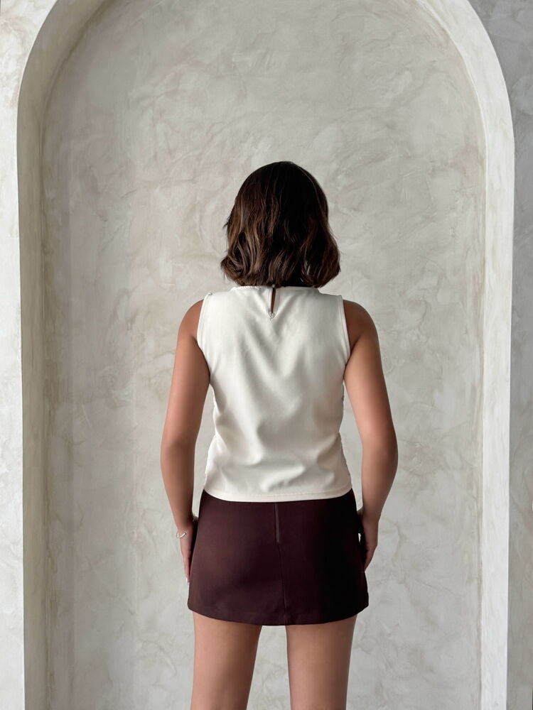 Lace Sleeveless Blouse - Light Stone | Topshow