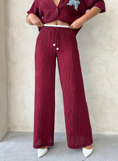 Pantaloni plisați en-gros - Burgundy | Topshow