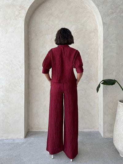 Pantaloni plisați en-gros - Burgundy | Topshow