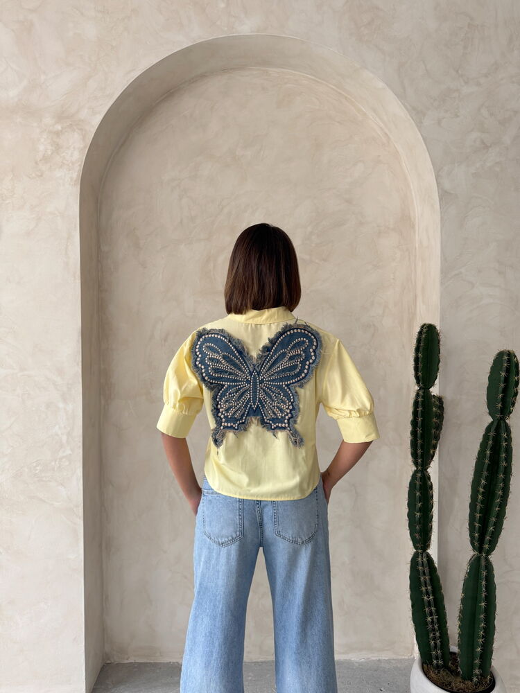 Wholesale Shirt with Butterfly Detail on Back Pink | Topshow