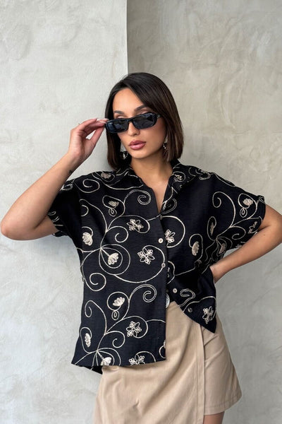 Embroidered Wholesale Shirt Black Pattern 2 | Topshow