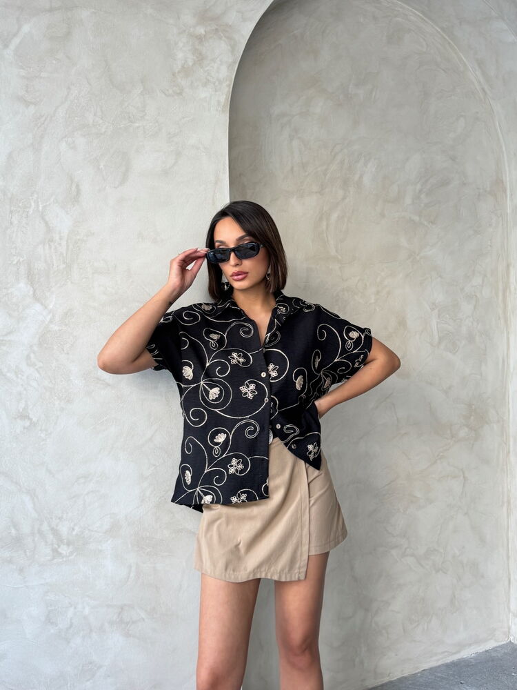 Embroidered Wholesale Shirt Black Pattern 2 | Topshow