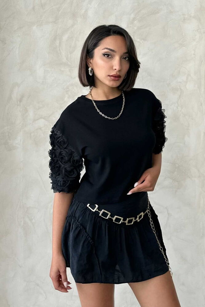Tricou cu mânecă - Negru Topshow