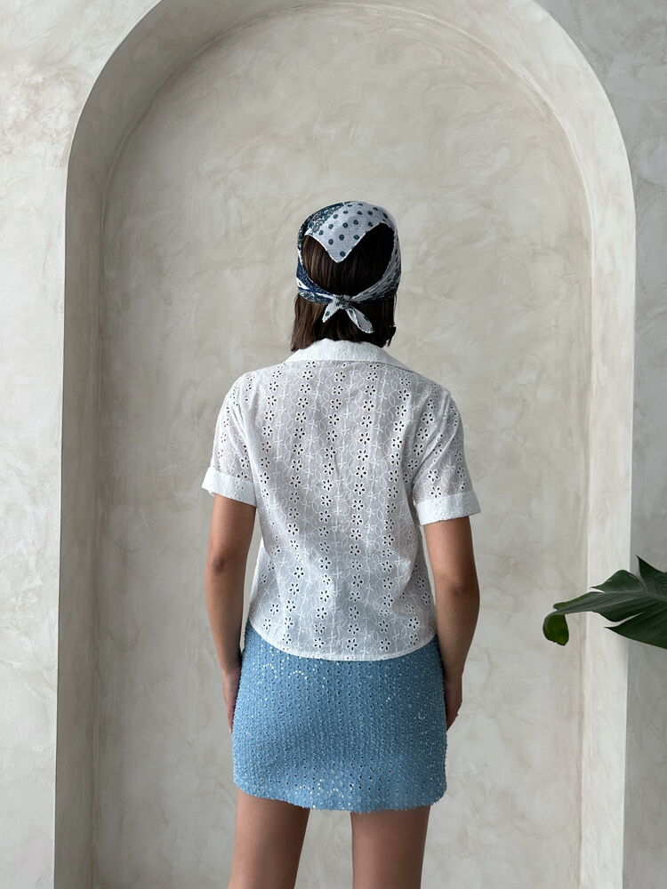 Embroidered Shirt - Cream Topshow