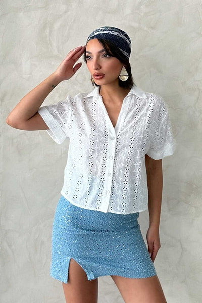 Embroidered Shirt - Cream Topshow