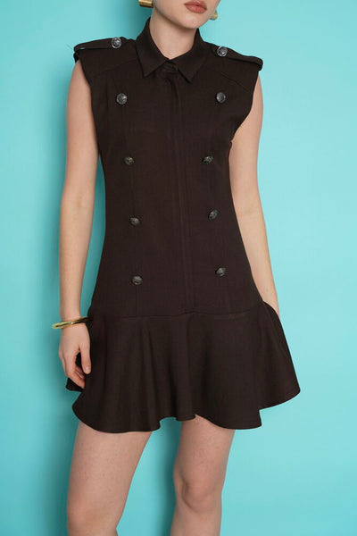 Rochie mini fără mâneci, en-gros, cu epoleți pe umeri - Maro | D2974 - Topshow