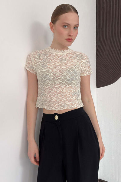 Tricou Guipure - Crem | D3007 Topshow