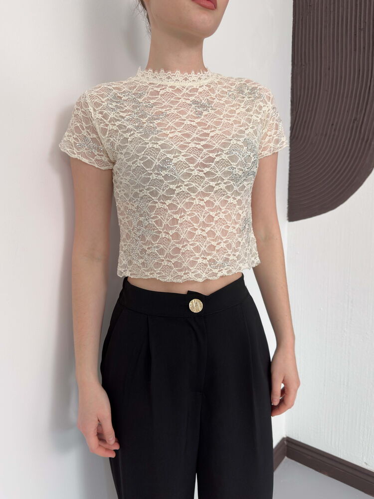 Tricou Guipure - Crem | D3007 Topshow