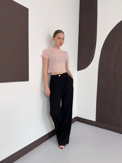 Guipure T-Shirt - Pink | D3007 Topshow