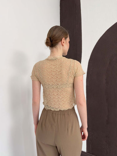 Tricou Guipure - Piatră | D3007 Topshow