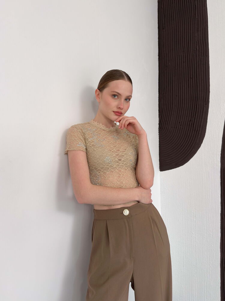 Tricou Guipure - Piatră | D3007 Topshow