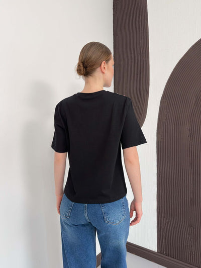 Embroidered T-Shirt - Black | D3025 Topshow