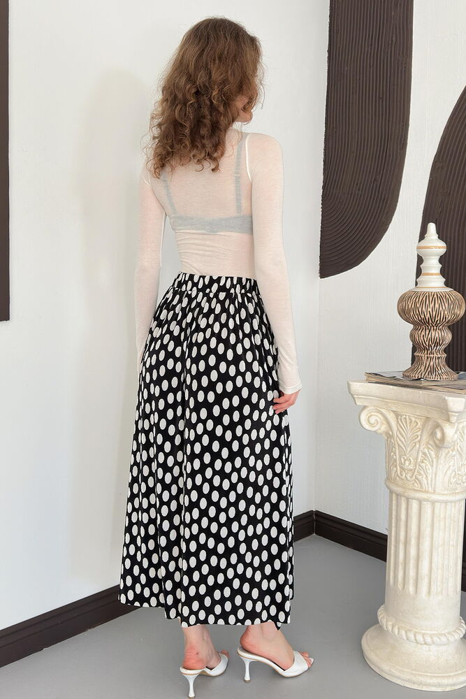 D 3072 PUANTİYELİ PLİSE ETEK - SİYAH