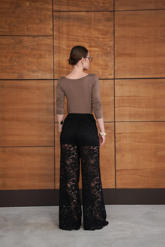 Pantaloni brodați - Negri | D2967 - Topshow