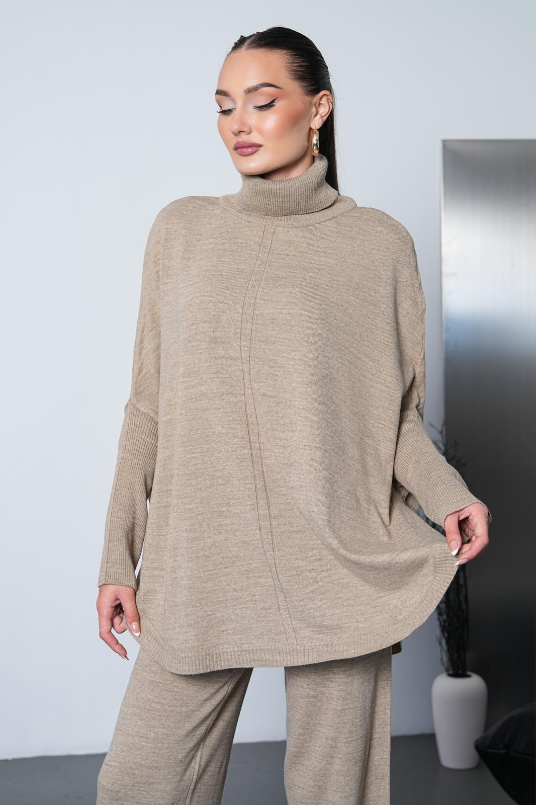 Soft&amp;Cozy Oversize Triko Takım - Vizon