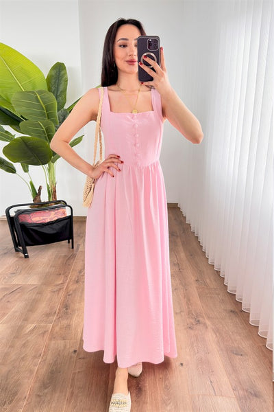 Rochie Lung Gros Tivă Marfă Roz