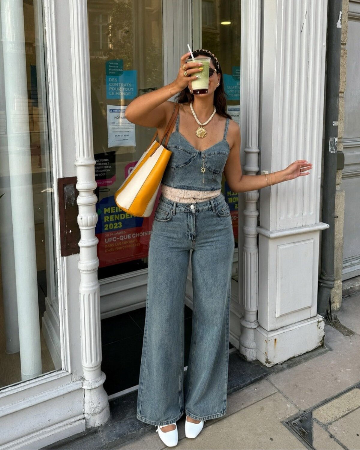 SET CU DETALIU DENIM ȘI DANTELĂ