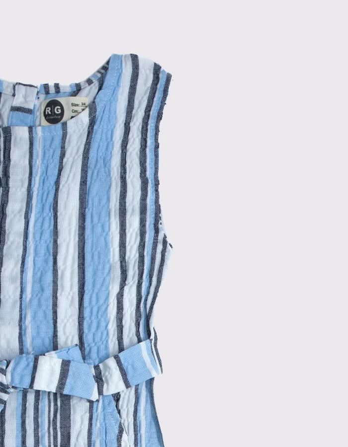 Desenli Kuşaklı Keten Çocuk Tulum | 3–9 Yaş | RG Brand | RG1298 - MOR