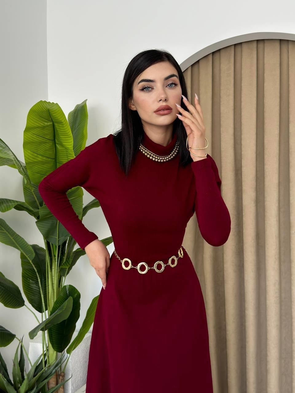 Rochie midi Dina cu decolteu tip barcă