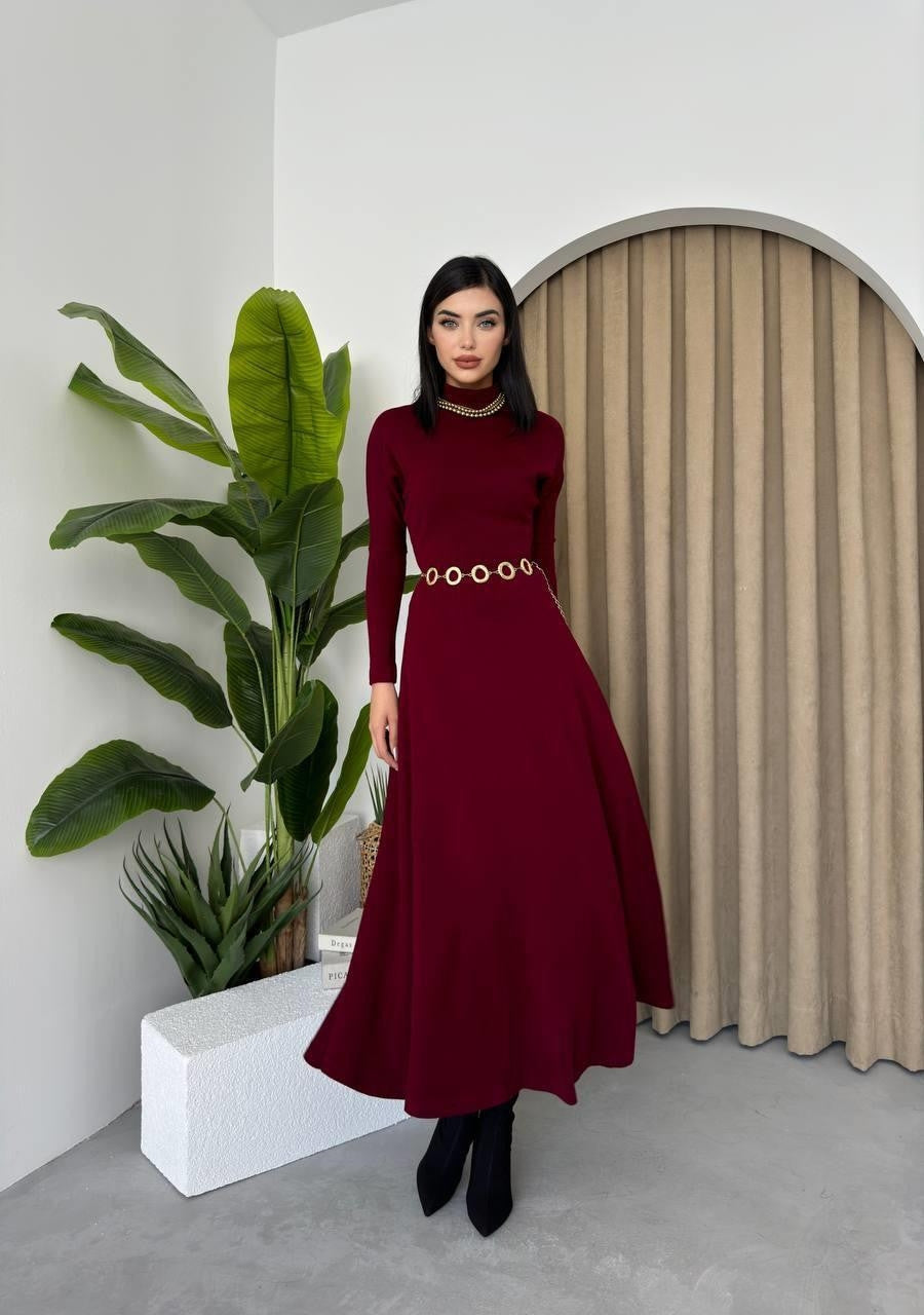 Rochie midi Dina cu decolteu tip barcă