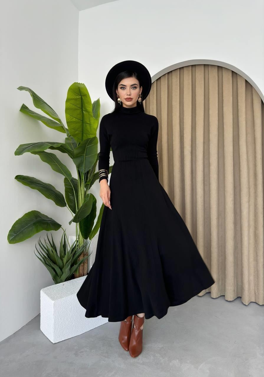 Rochie midi Dina cu gât la baza gâtului