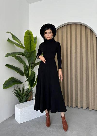 Rochie midi Dina cu gât la baza gâtului